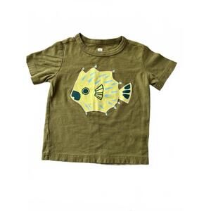 Tea Collection Olive Green Toddler T-Shirt with Fish Graphic   A05